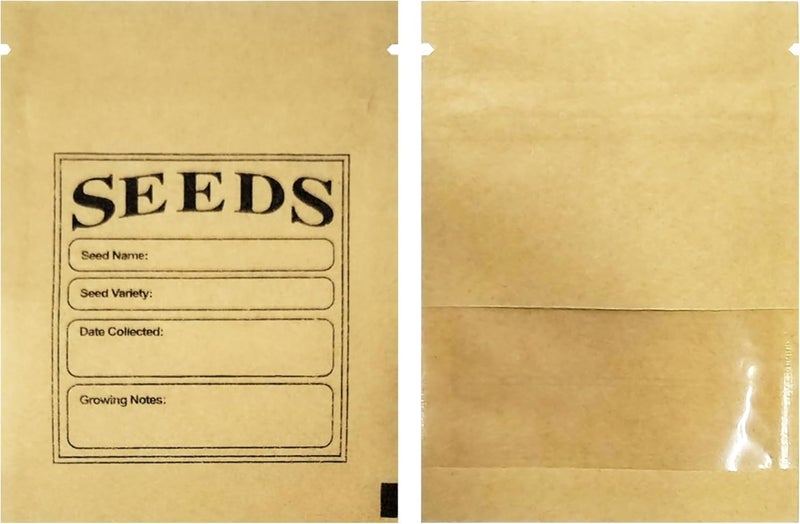 MITOB 200 Pack Clear Window Small Resealable Seeds Packets Coin Envelopes 2.75x3.74 inch Brown Kraft Paper Sample Bag with Preprinted Seed Collecting Template for Seed Storage Organizer - Image 3